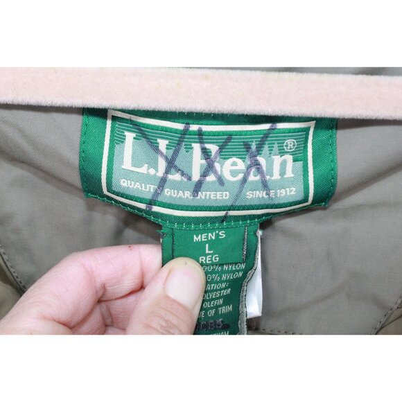 LL Bean Olive Green Nylon Insulated Hooded Outdoor Jacket Size L - Picture 7 of 11